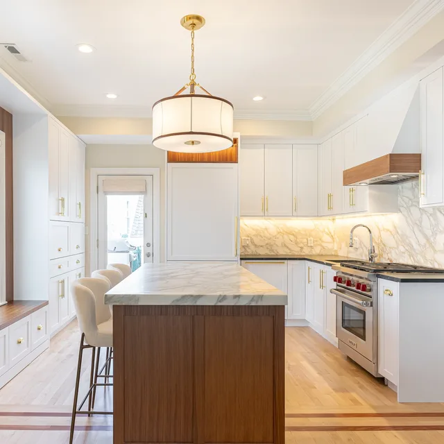Classic kitchen with custom walnut island