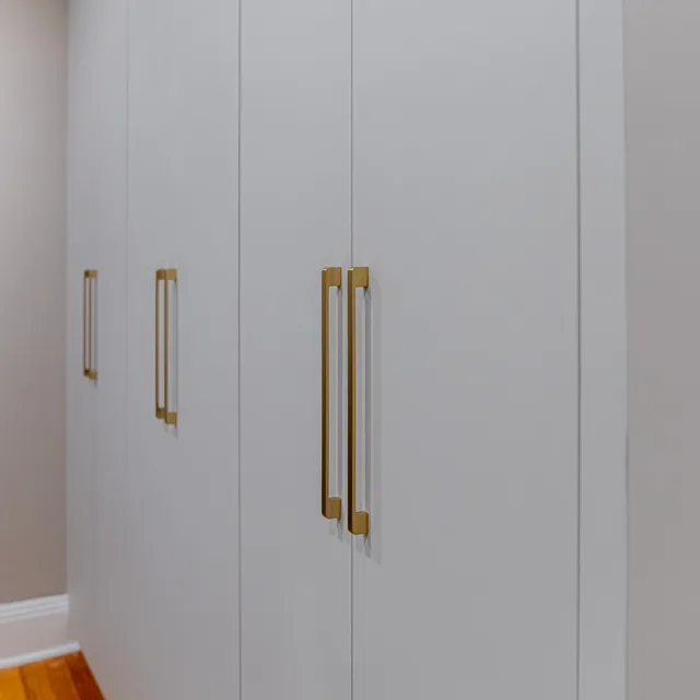 Custom wardrobe with brass pulls